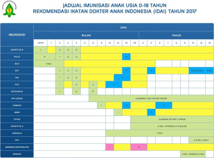 Jadwal Imunisasi Anak IDAI 2017 Jadwal Imunisasi Anak IDAI 2017