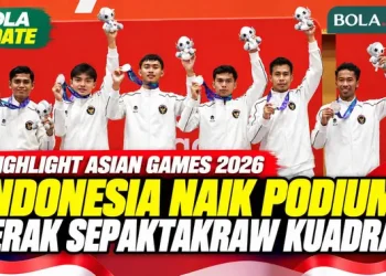 Pengalungan Medali Sepaktakraw Kuadran Putra Indonesia di Asian Games 2026