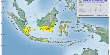 Sebaran Titik Api Kebakaran Hutan dan Lahan di 6 Provinsi Hari Ini